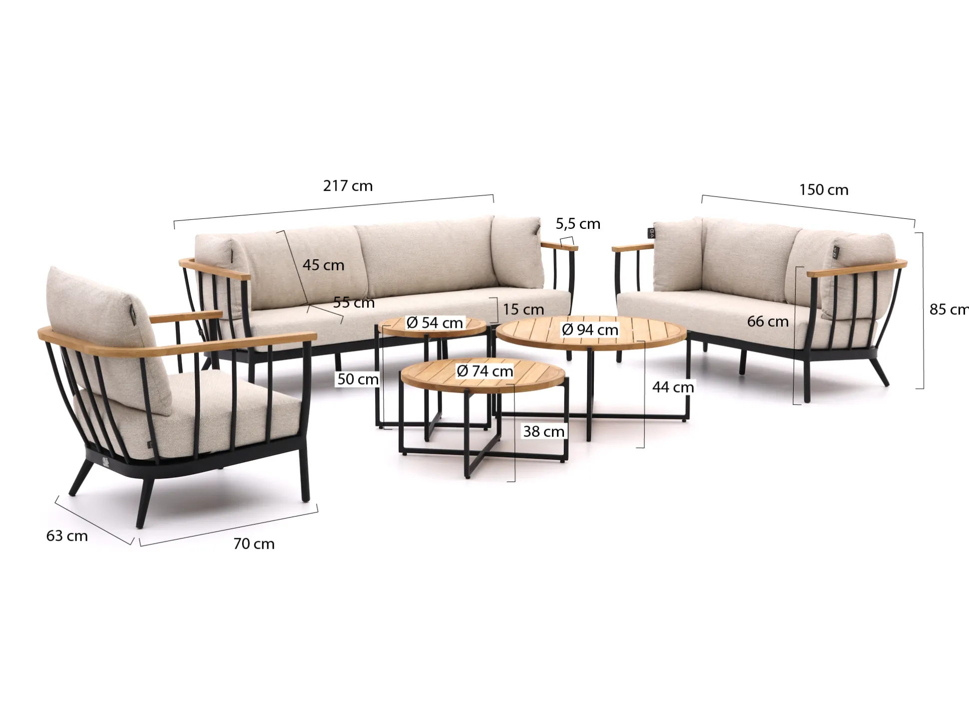 Apple Bee Condor stoel-bank loungeset 6-delig 6-zits