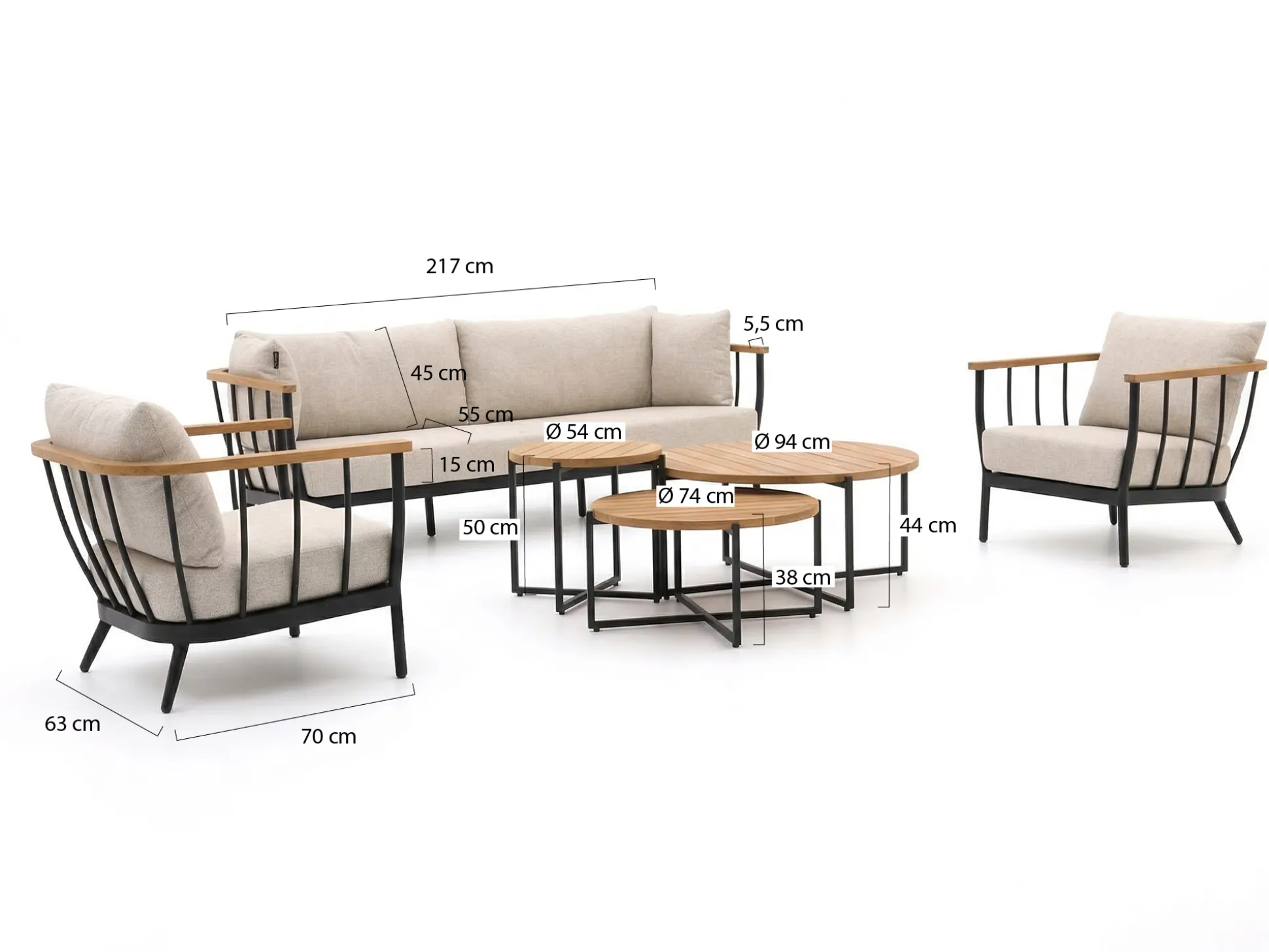Apple Bee Condor stoel-bank loungeset 6-delig 5-zits