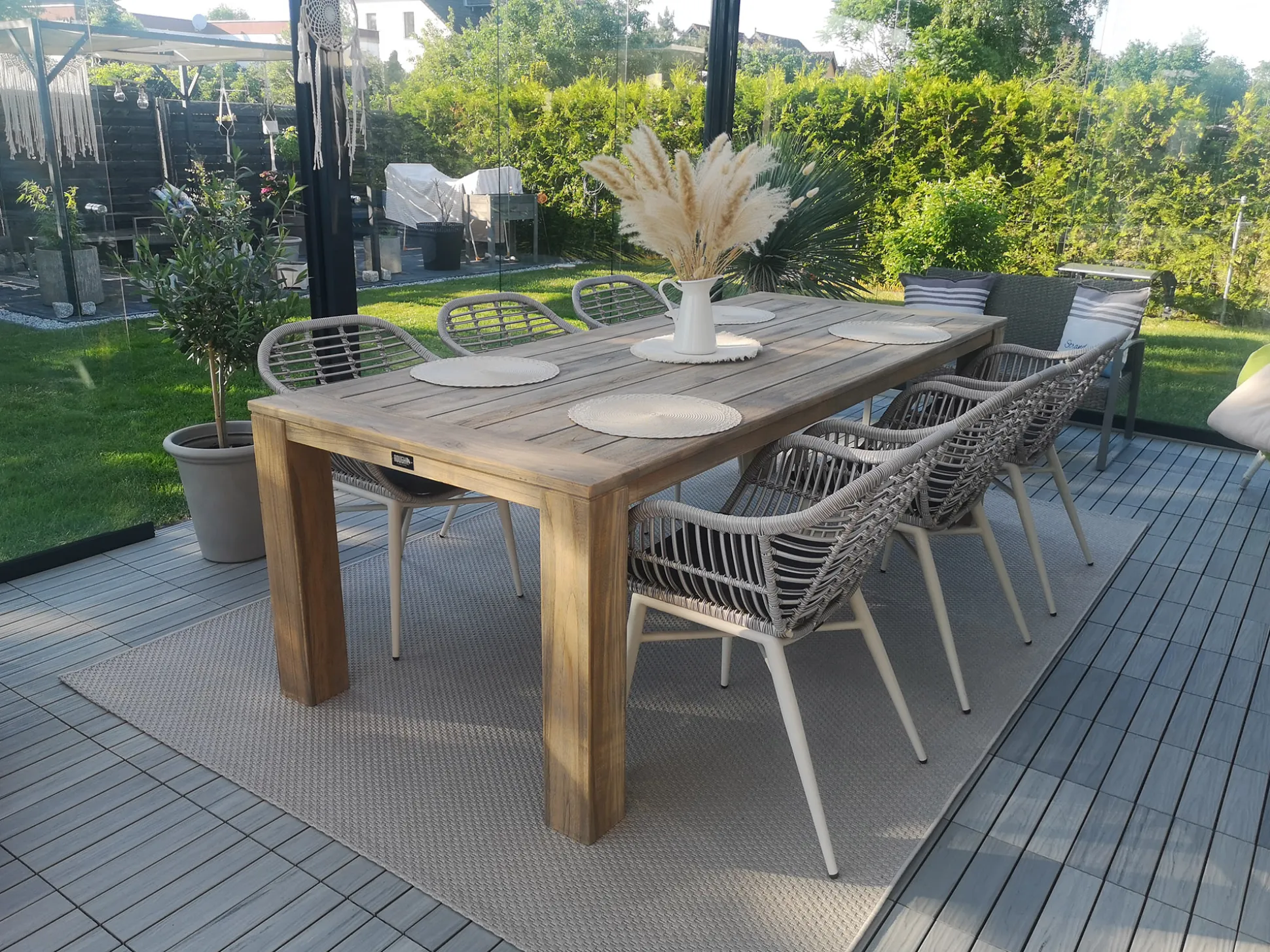 Apple Bee Hawaii/ROUGH-S 220cm dining tuinset 7-delig stapelbaar
