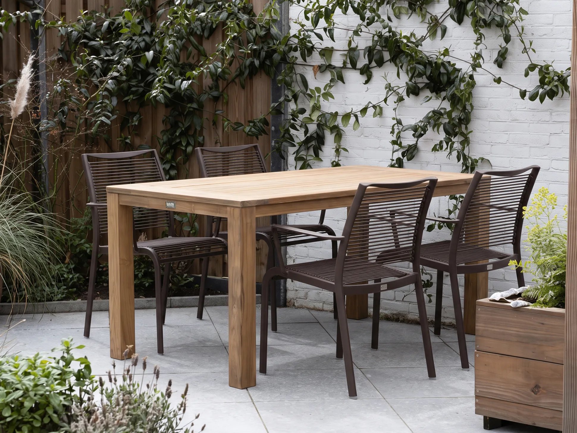 Apple Bee Hawaii/ROUGH-S 160cm dining tuinset 5-delig stapelbaar