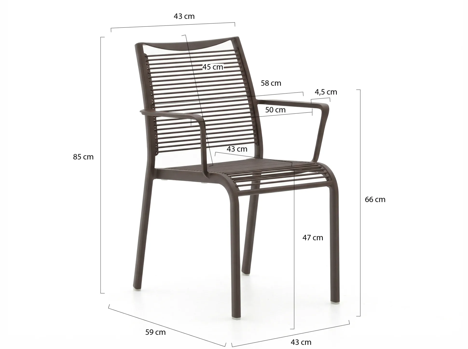 Apple Bee Hawaii/ROUGH-S 160cm dining tuinset 5-delig stapelbaar