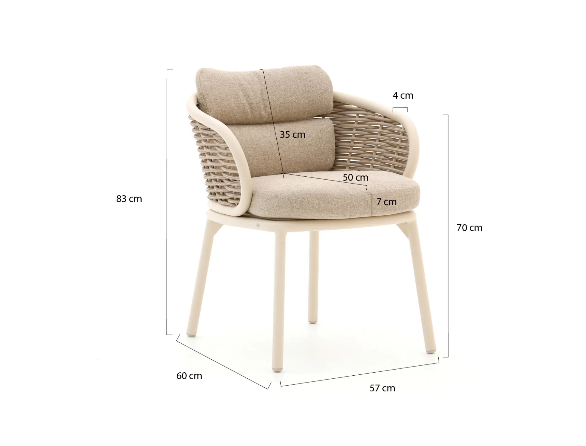 Apple Bee Pine Key/ROUGH-Y ø120cm dining tuinset 5-delig