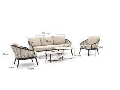 Apple Bee Pine Key stoel-bank loungeset 5-delig 5-zits
