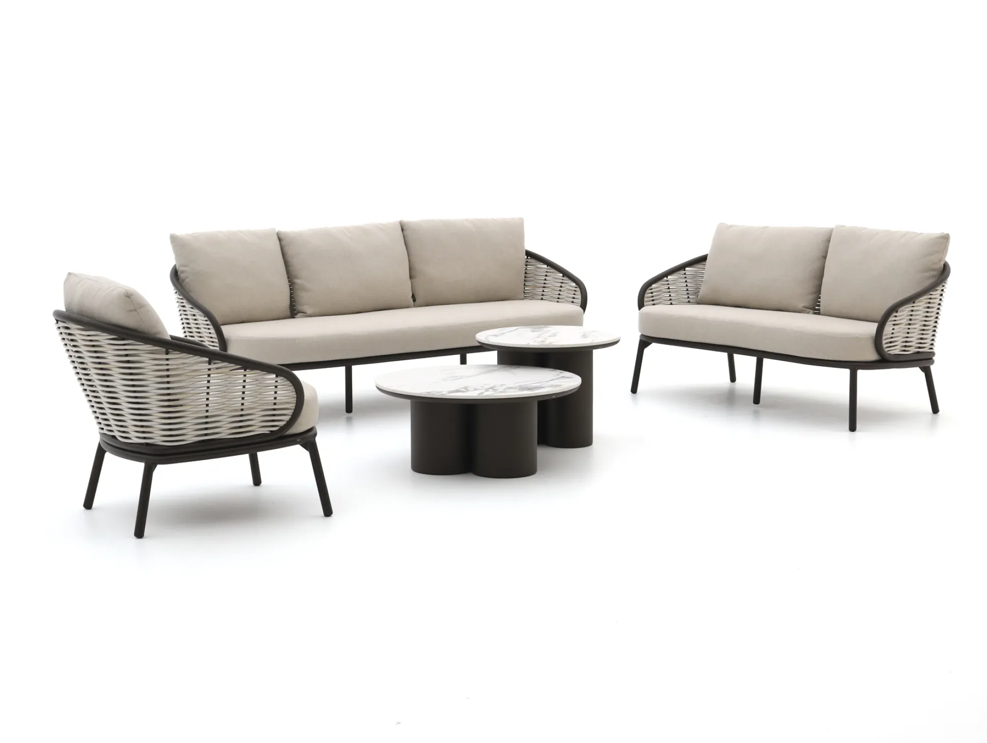 Apple Bee Pine Key/Tonga stoel-bank loungeset 5-delig 6-zits