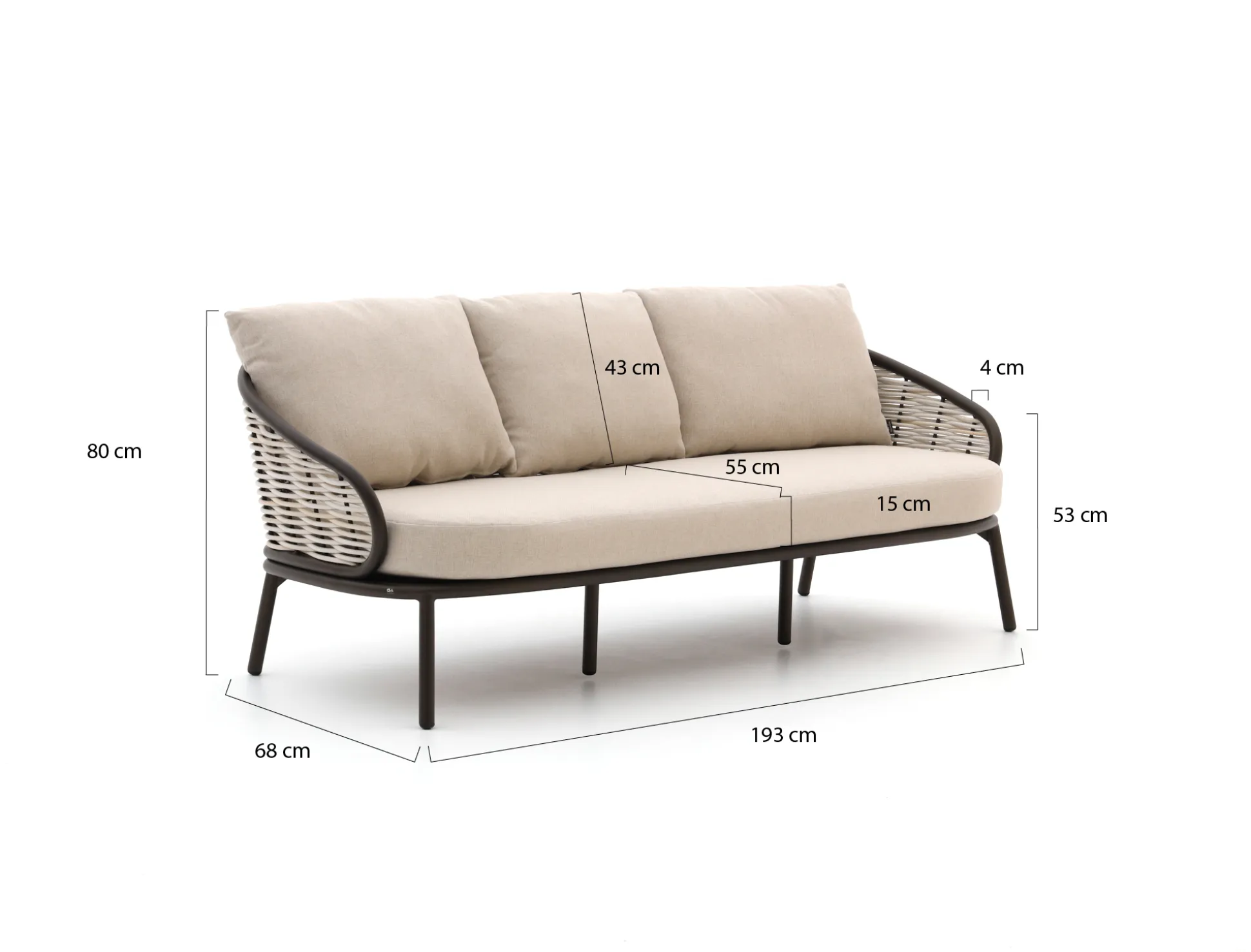 Apple Bee Pine Key/Tonga stoel-bank loungeset 5-delig 6-zits