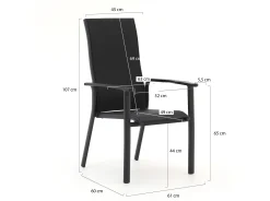 Bellagio Avio/Fidenza 160cm dining tuinset 5-delig stapelbaar