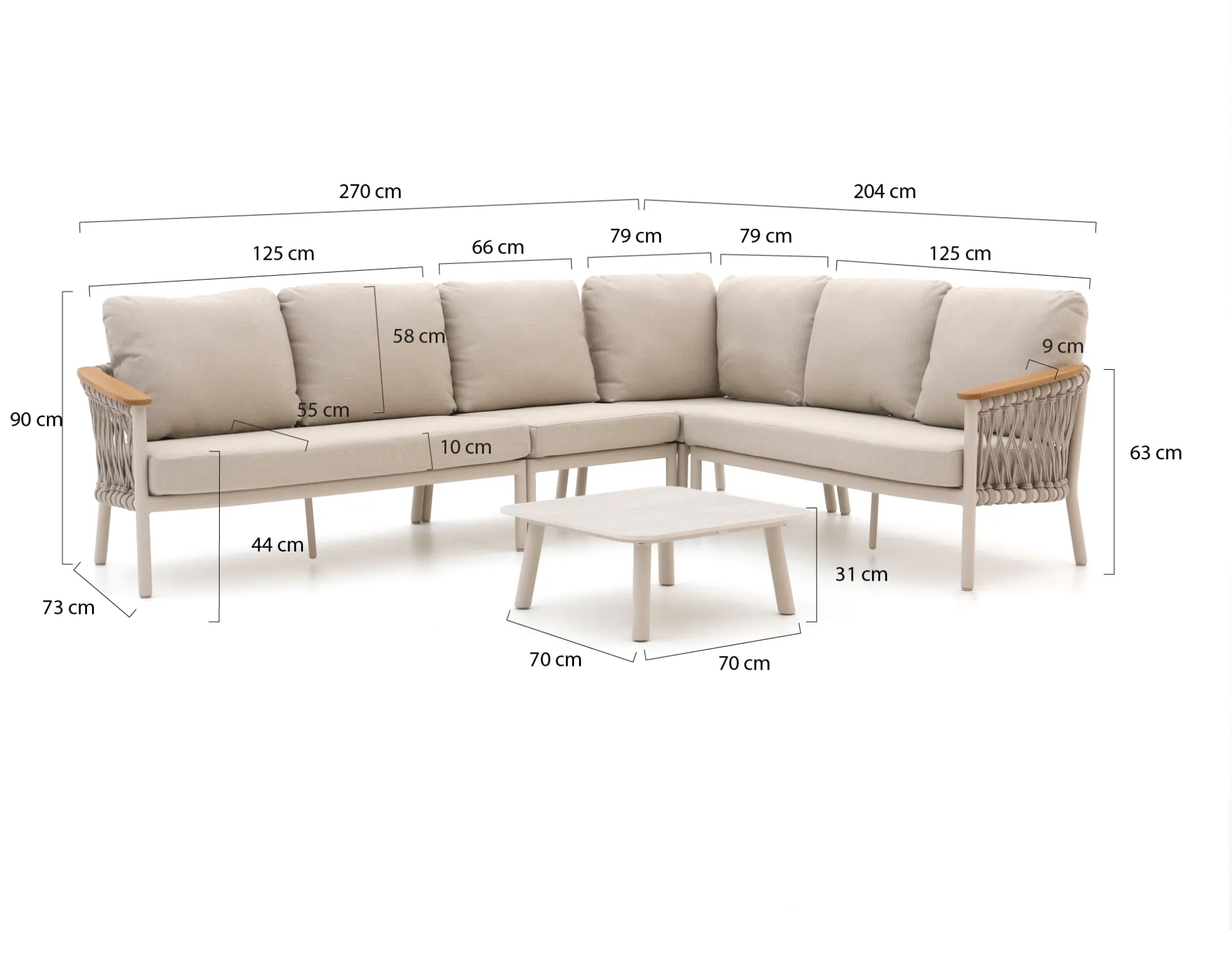 Bellagio Birgi Novo hoek loungeset 5-delig