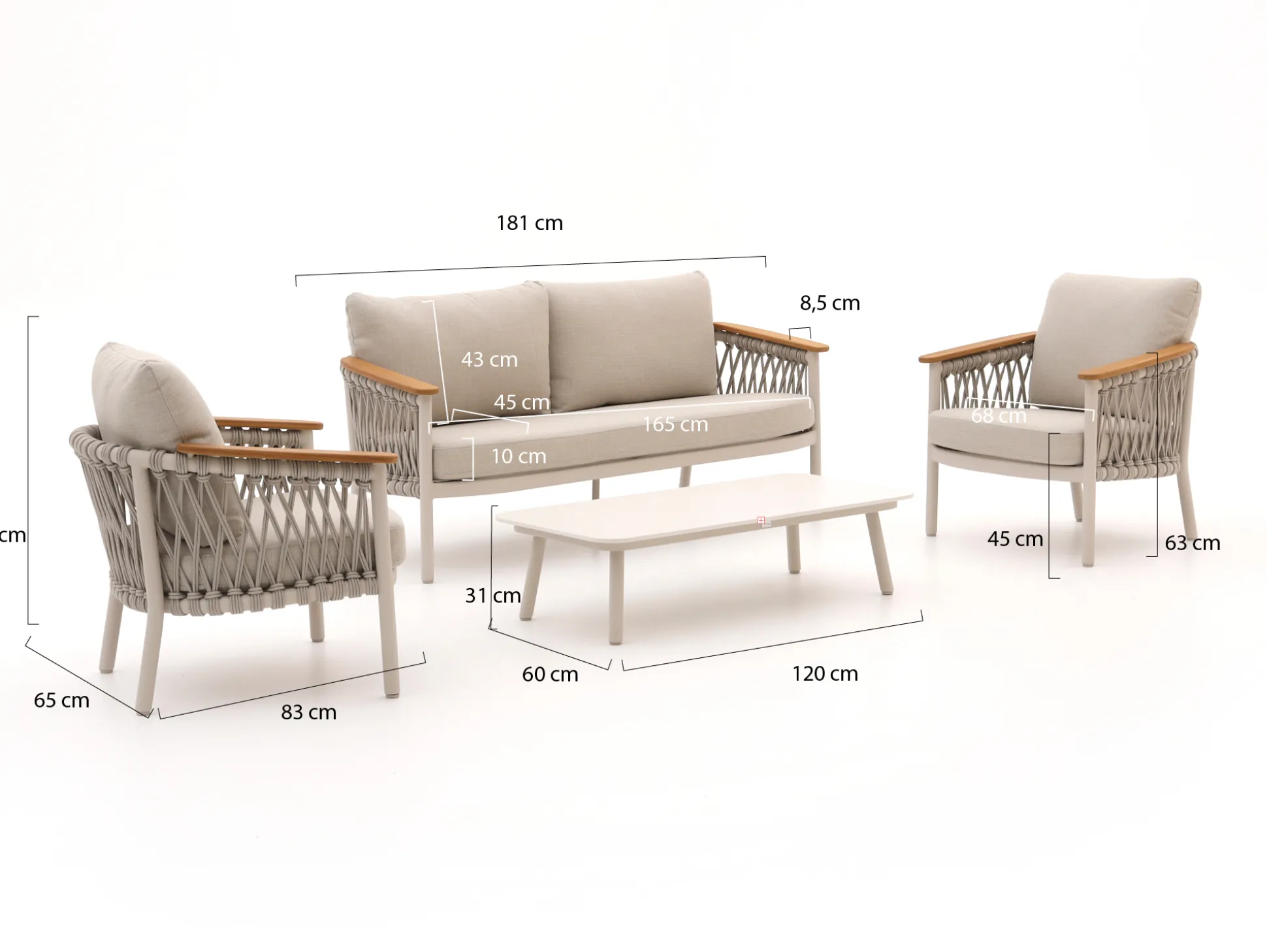 Bellagio Birgi Novo stoel-bank loungeset 4-delig