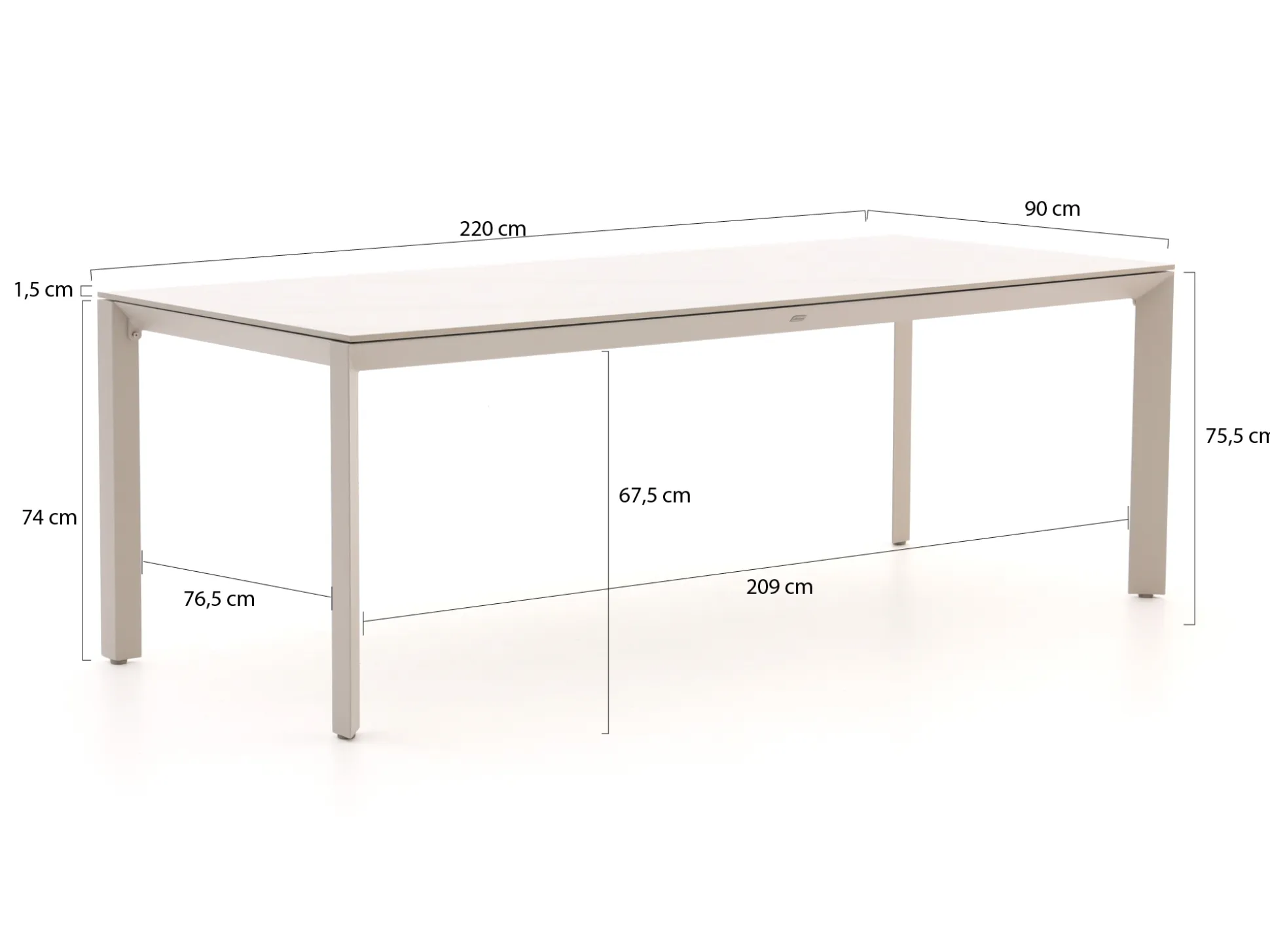 Bellagio Bondeno/Sestino 220cm dining tuinset 7-delig verstelbaar