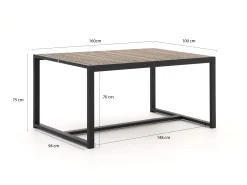 Bellagio Cadora dining tuintafel 160x100x75cm