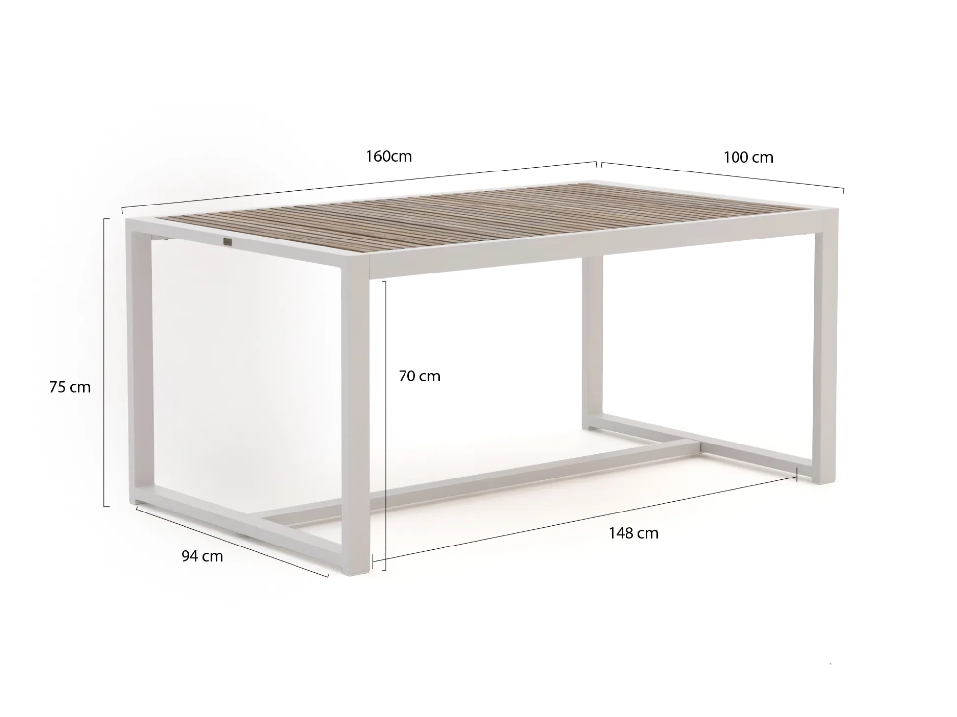 Bellagio Cadora dining tuintafel 160x100x75cm