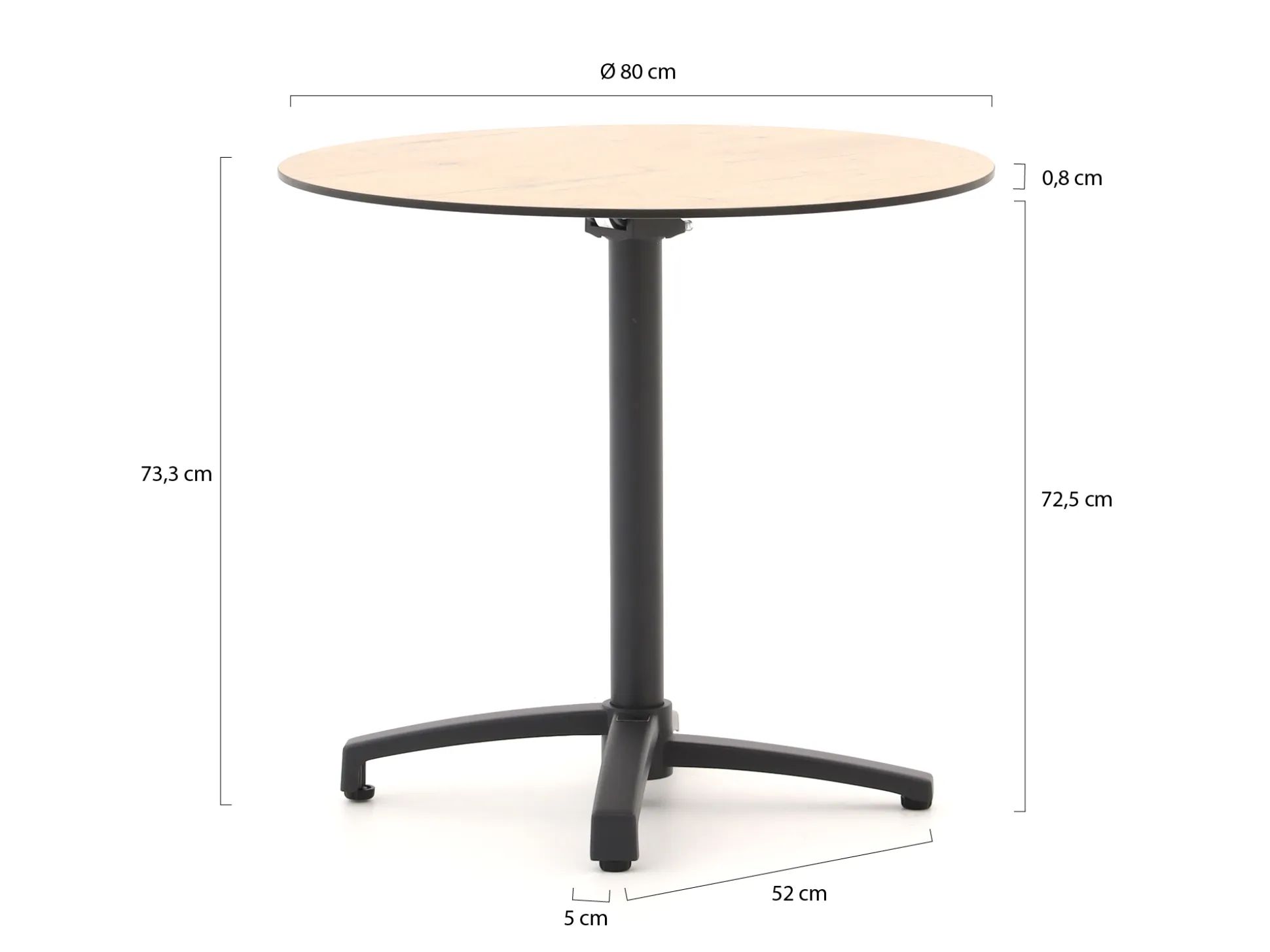 Bellagio Canzo klaptafel ø 80cm (h:73cm)