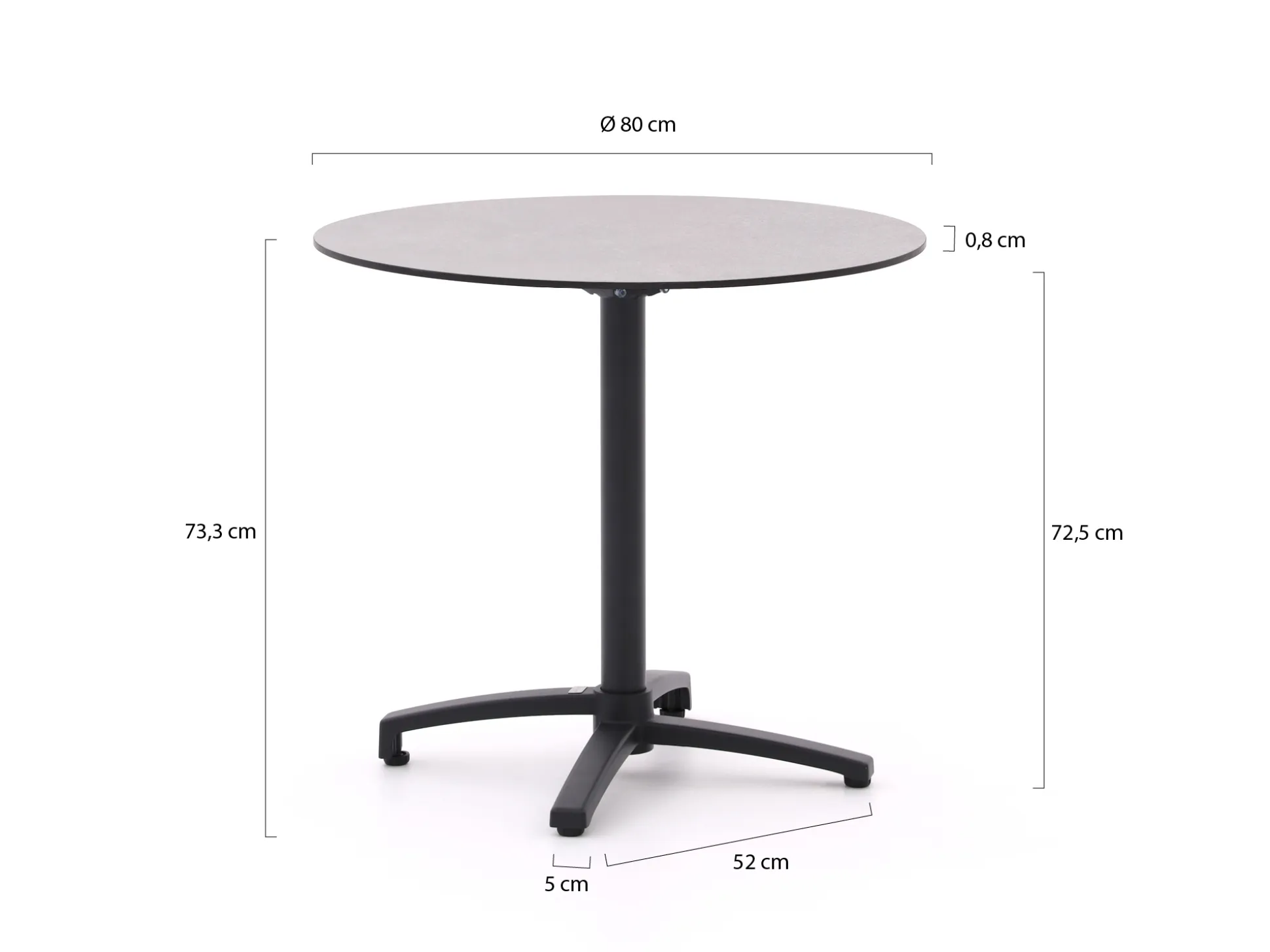 Bellagio Canzo klaptafel ø 80cm (h:73cm)