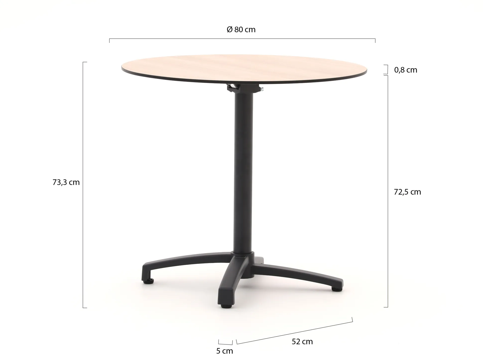 Bellagio Canzo klaptafel ø 80cm (h:73cm)
