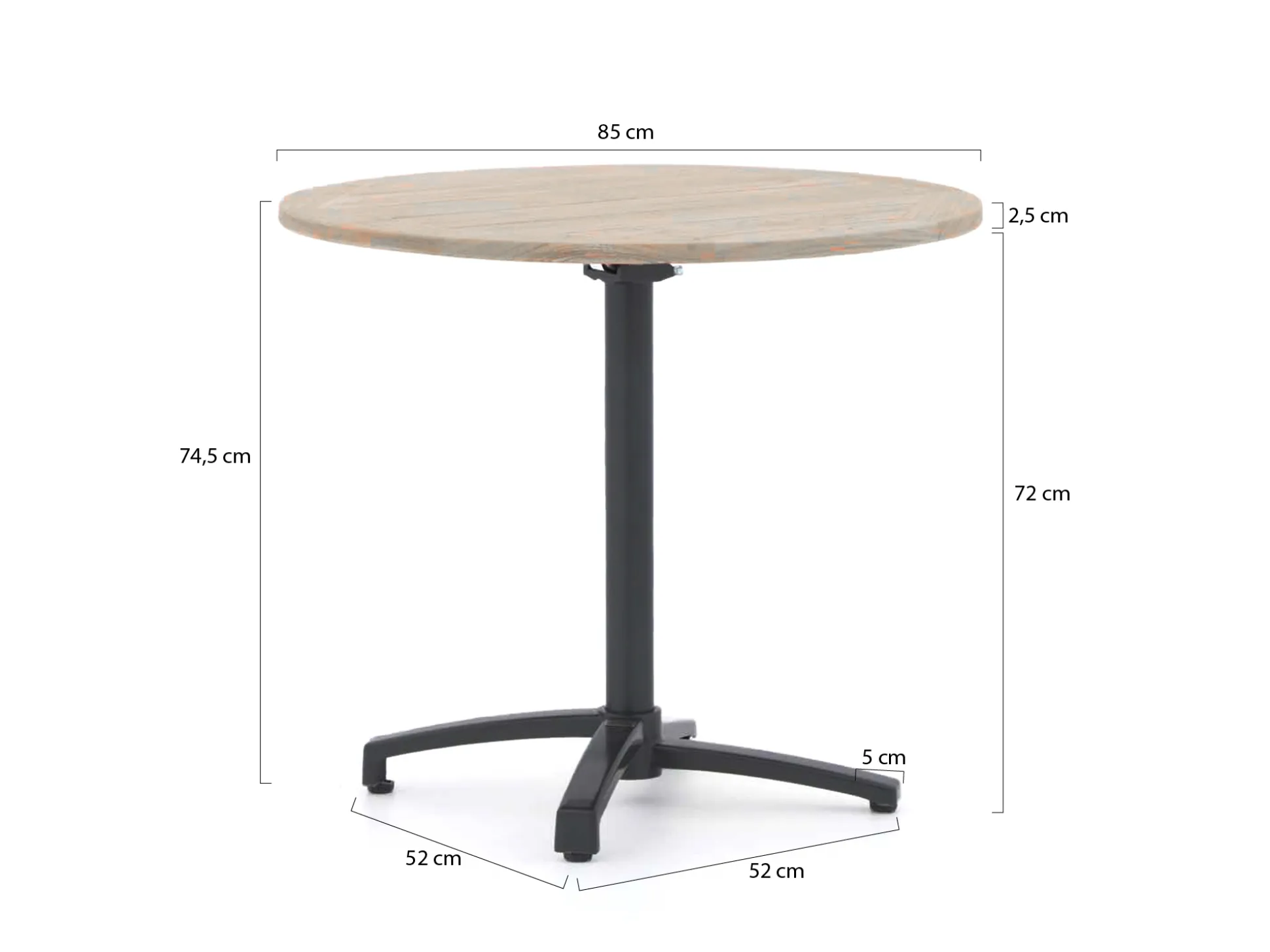 Bellagio Canzo klaptafel ø 85cm (h:75cm)