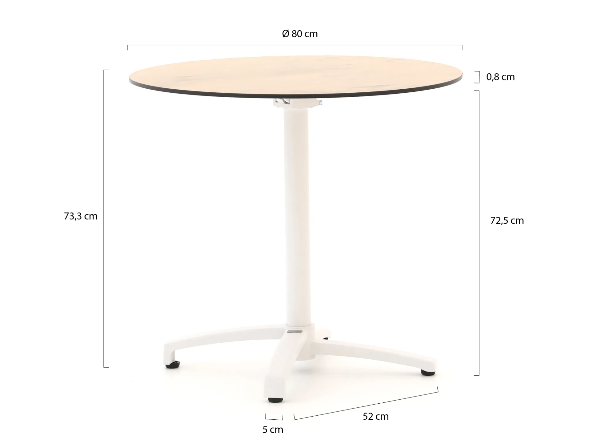 Bellagio Canzo klaptafel ø 80cm (h:73cm)