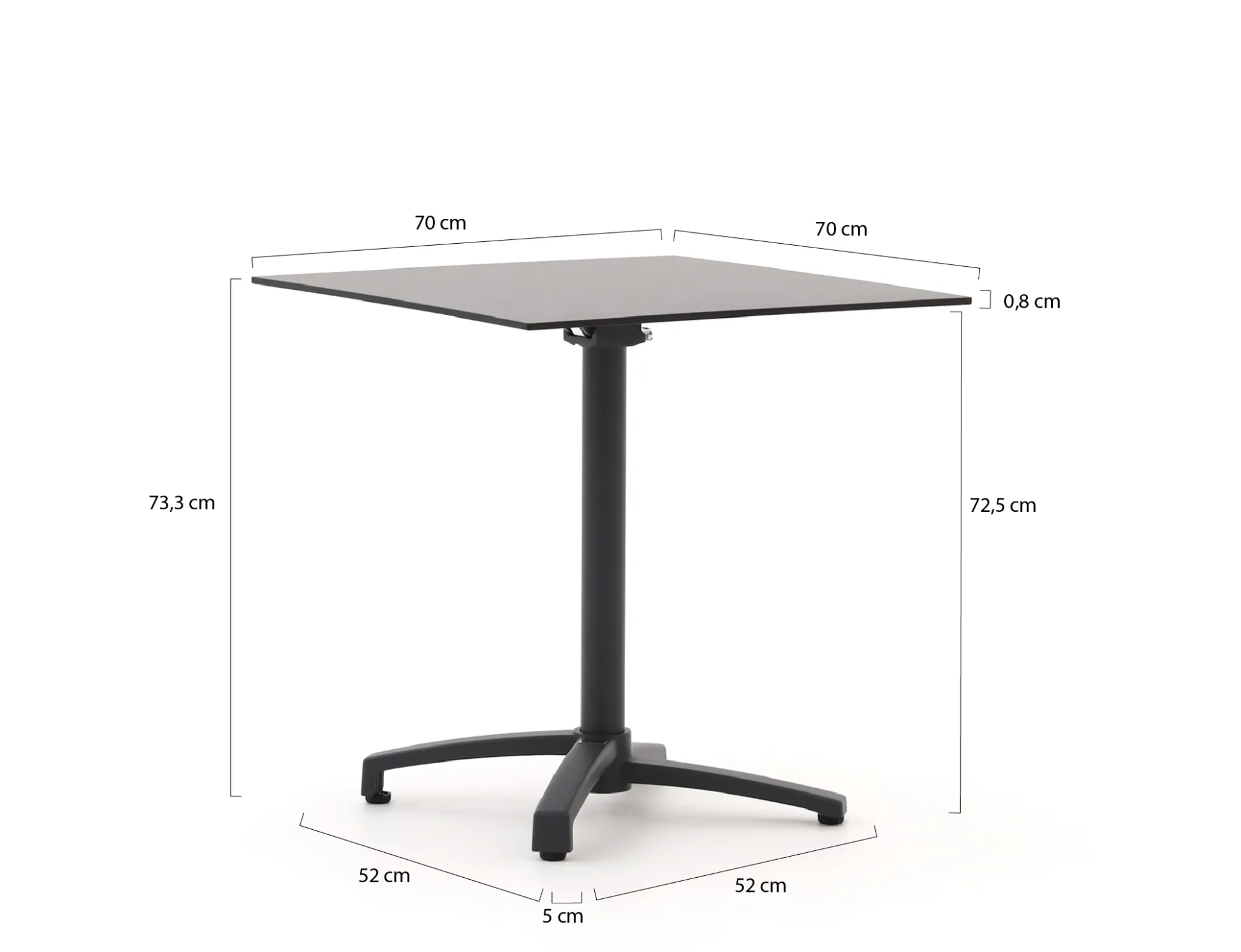 Bellagio Canzo klaptafel 70x70x73cm