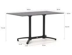 Bellagio Canzo klaptafel 140x80x73cm