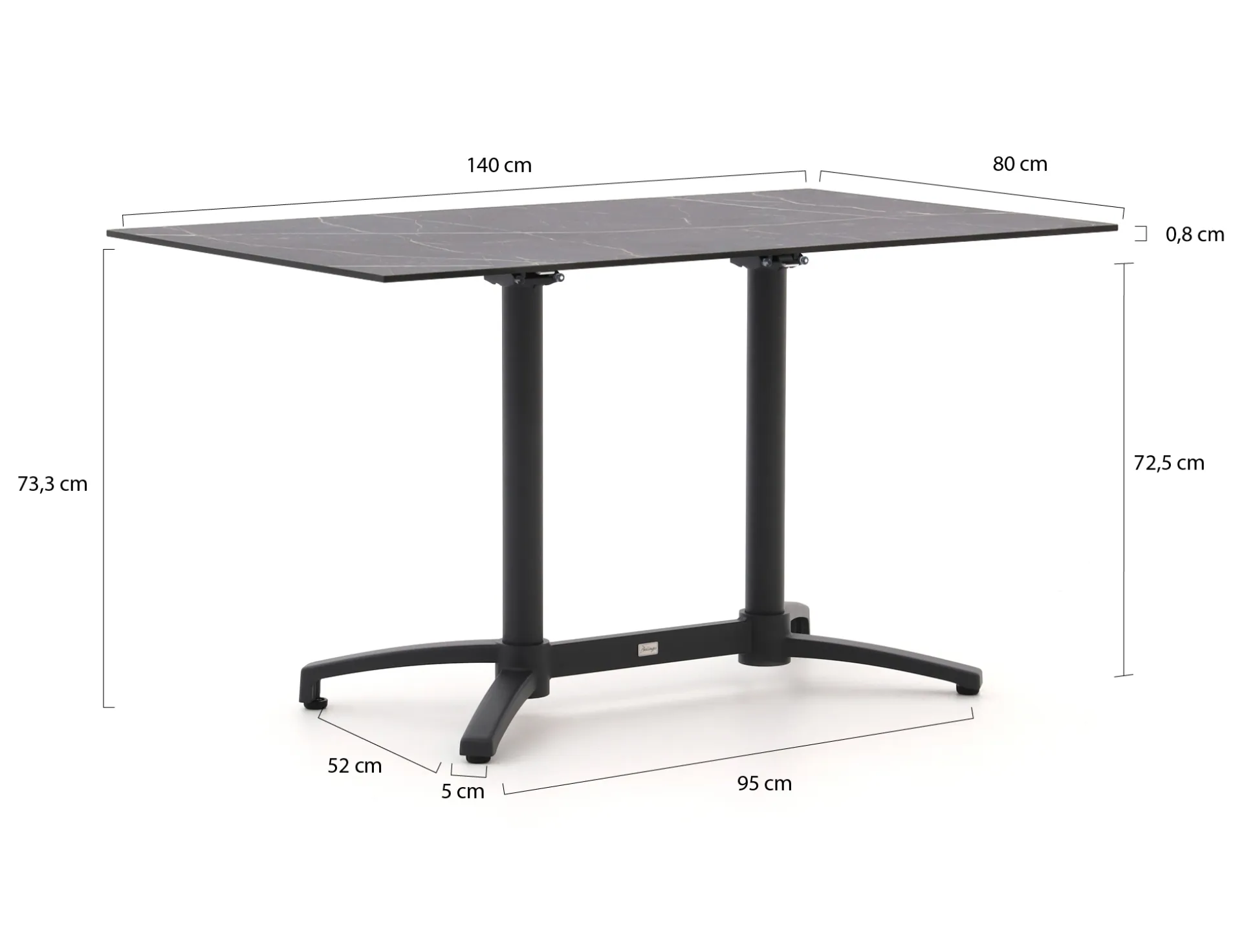 Bellagio Canzo klaptafel 140x80x73cm