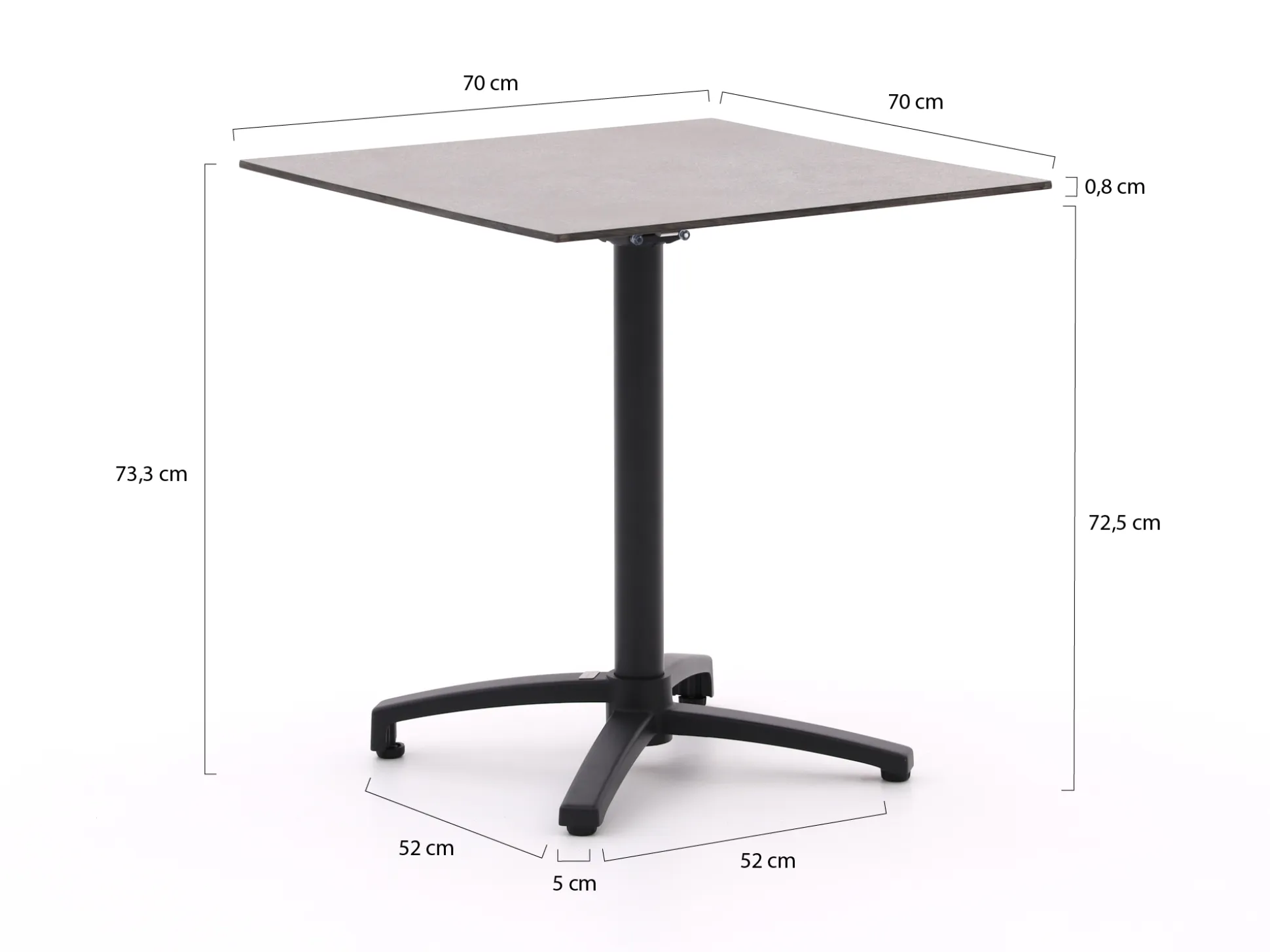 Bellagio Canzo klaptafel 70x70x73cm