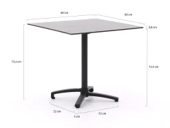 Bellagio Canzo klaptafel 80x80x73cm
