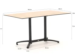 Bellagio Canzo klaptafel 140x80x73cm