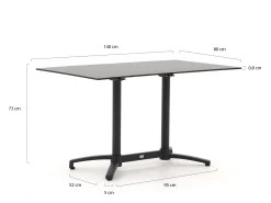 Bellagio Canzo klaptafel 140x80x73cm
