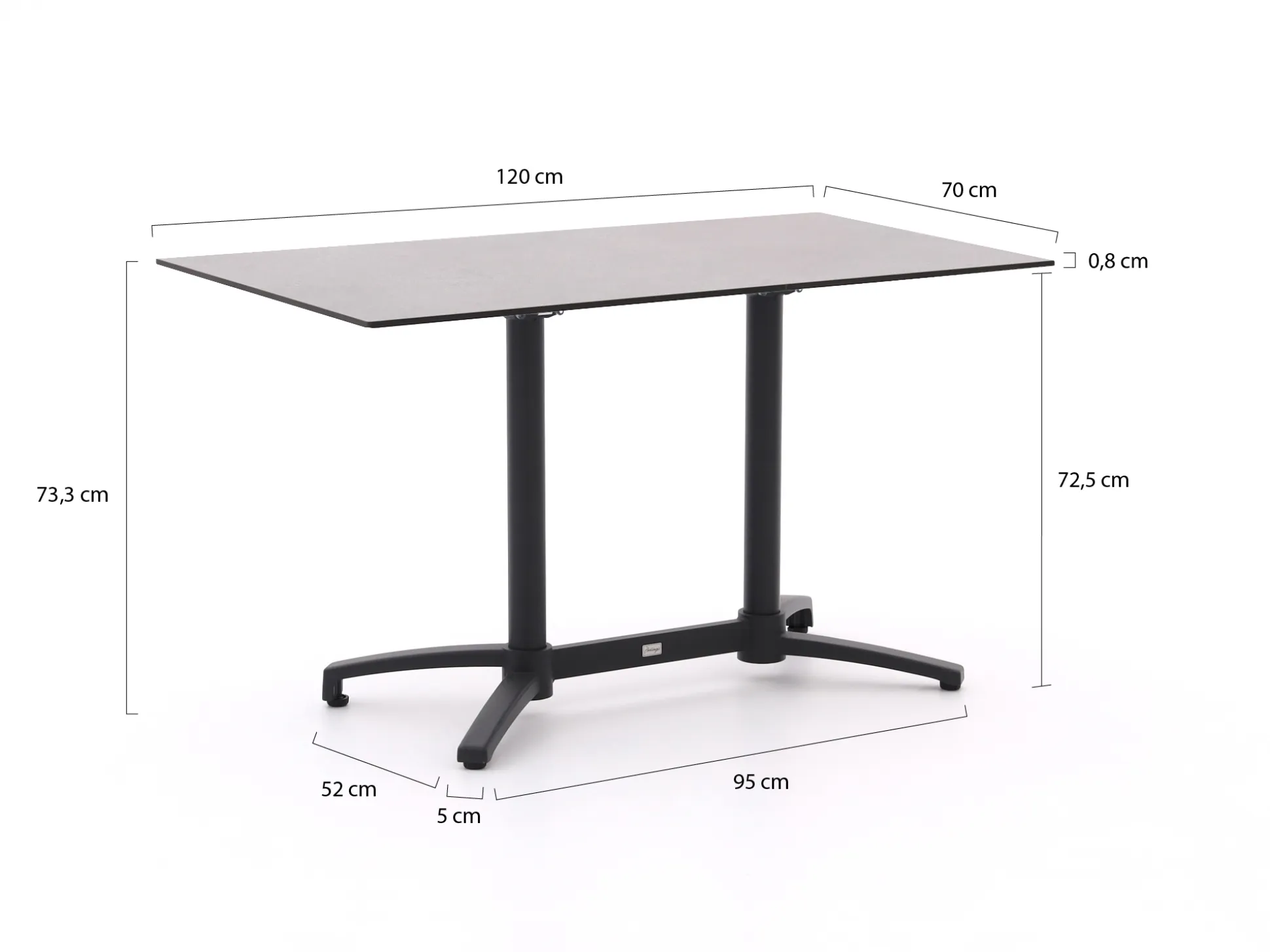 Bellagio Canzo klaptafel 120x70x73cm