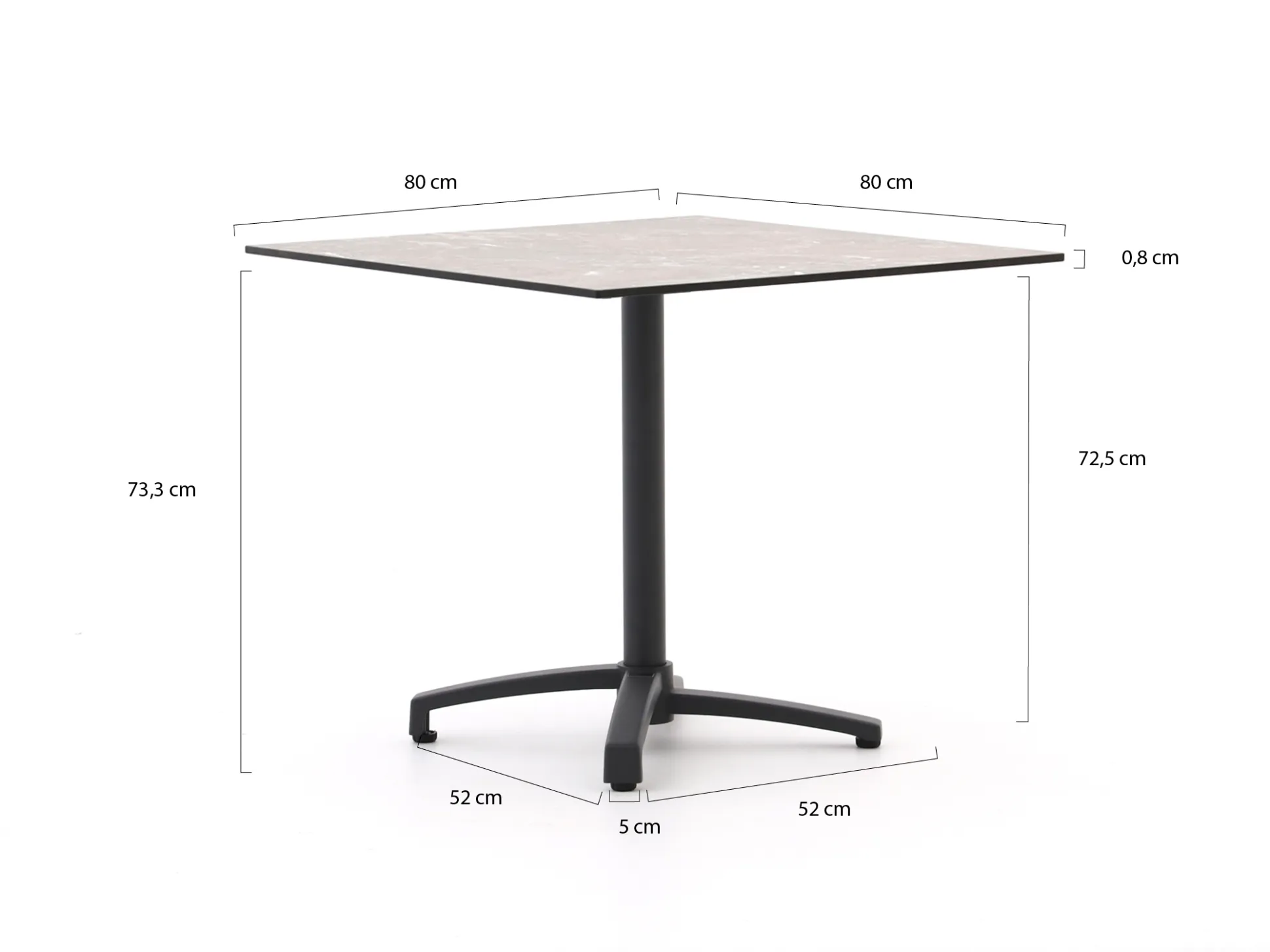 Bellagio Canzo klaptafel 80x80x73cm