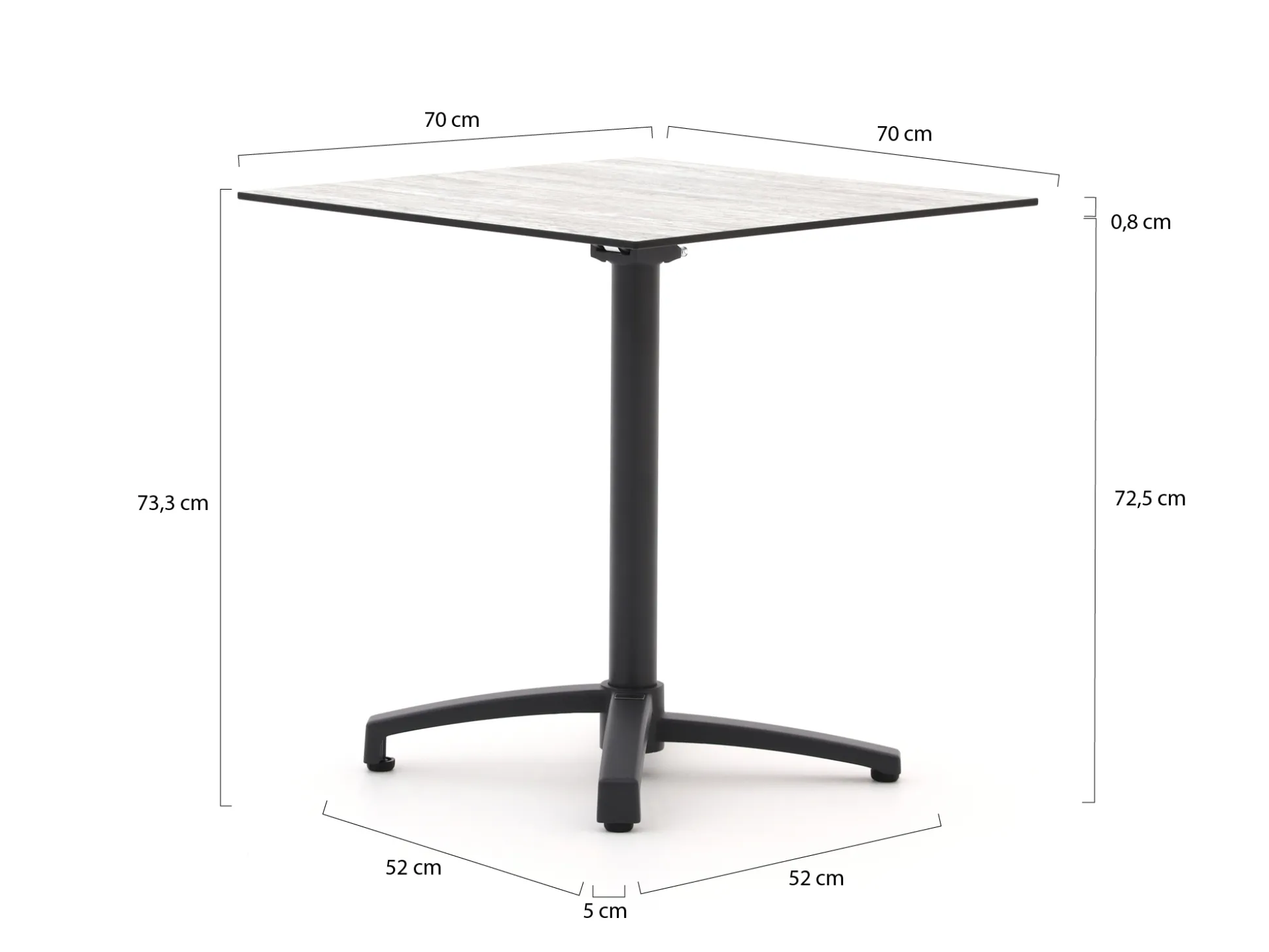 Bellagio Canzo klaptafel 70x70x73cm
