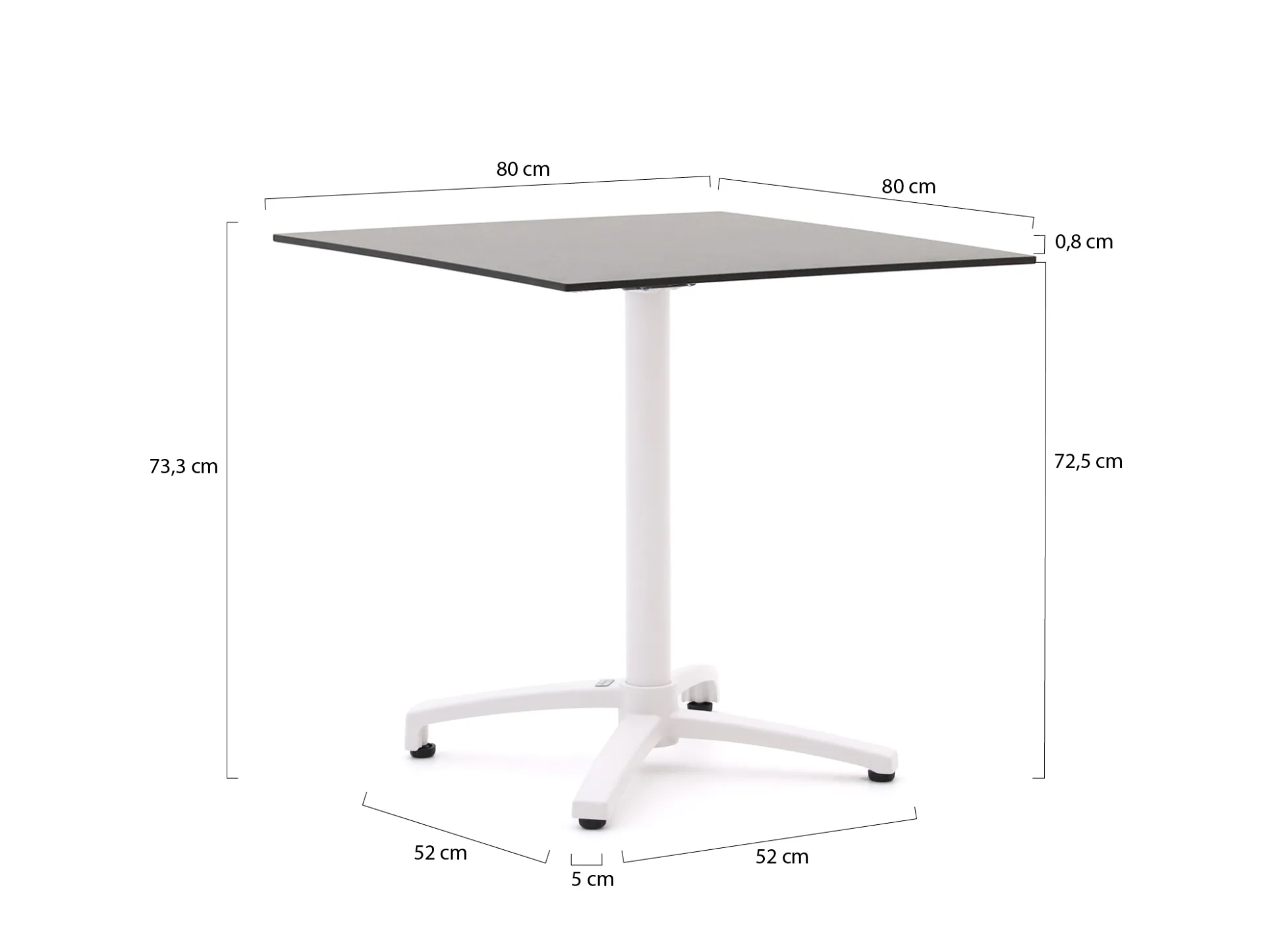 Bellagio Canzo klaptafel 80x80x73cm