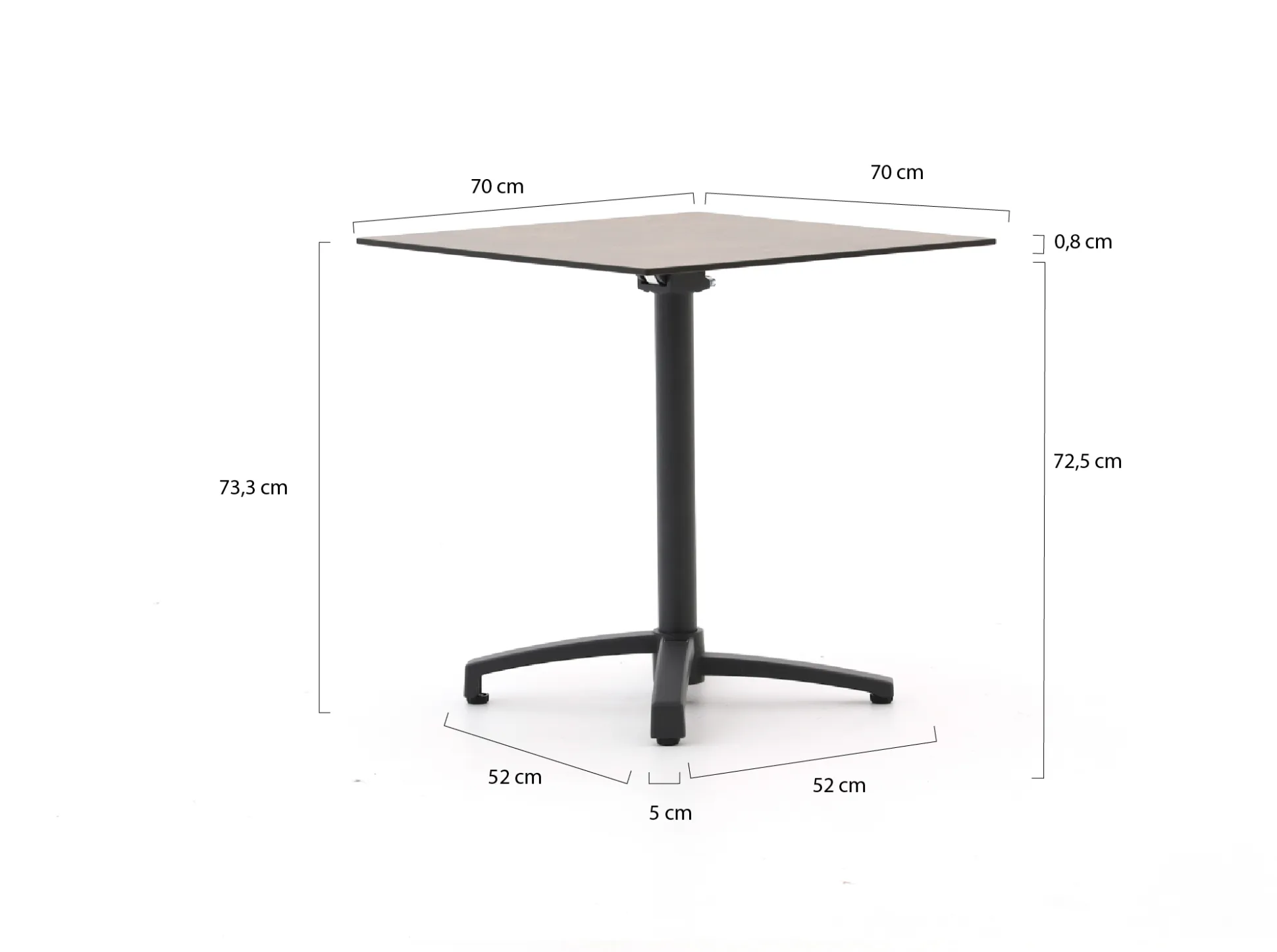 Bellagio Canzo klaptafel 70x70x73cm
