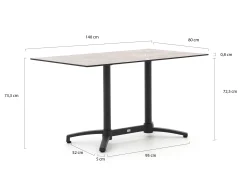 Bellagio Canzo klaptafel 140x80x73cm