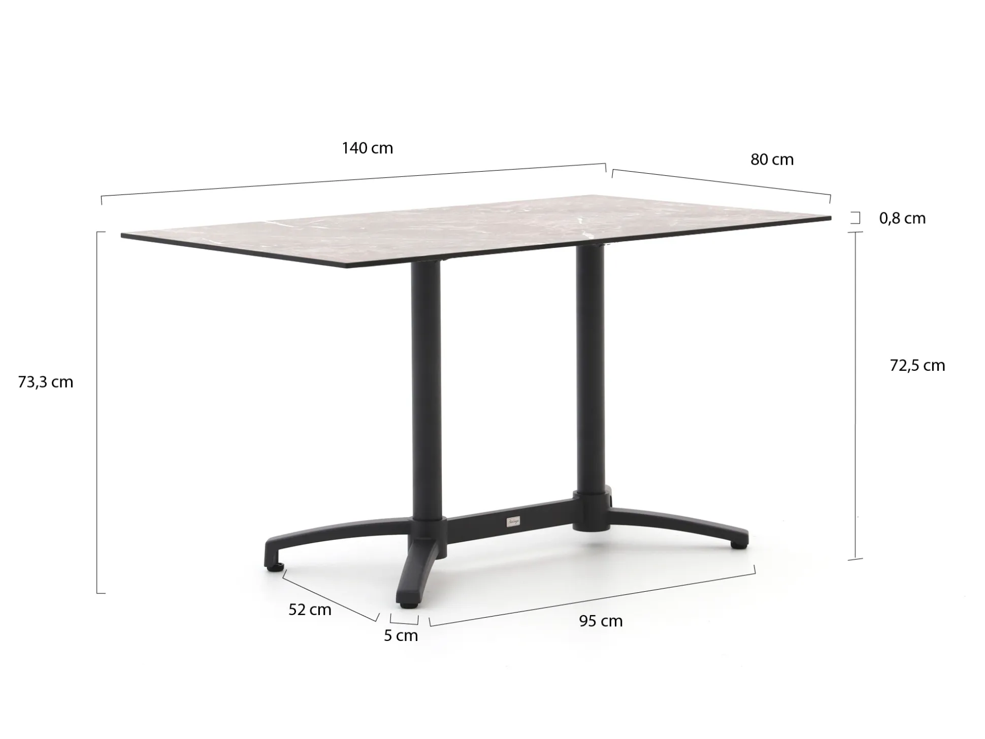 Bellagio Canzo klaptafel 140x80x73cm