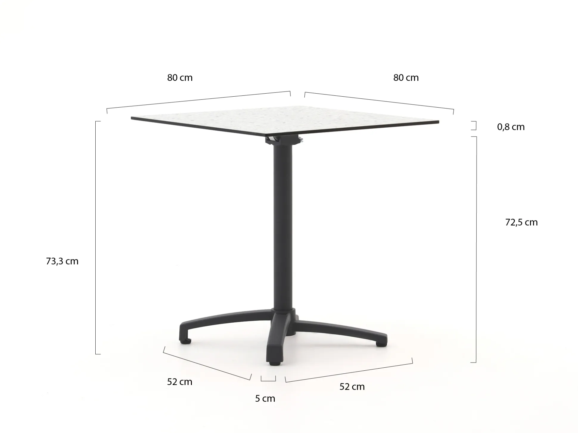 Bellagio Canzo klaptafel 80x80x73cm