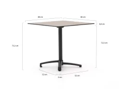 Bellagio Canzo klaptafel 80x80x73cm