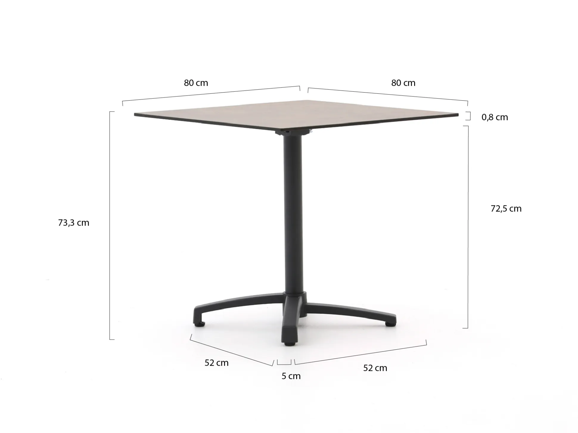 Bellagio Canzo klaptafel 80x80x73cm