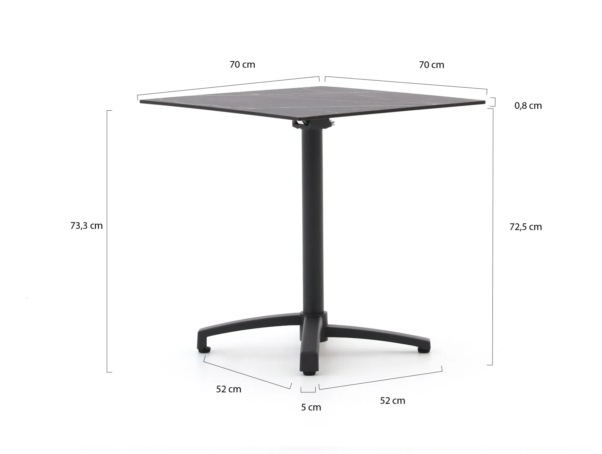 Bellagio Canzo klaptafel 70x70x73cm