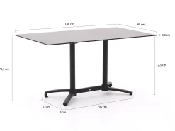 Bellagio Canzo klaptafel 140x80x73cm