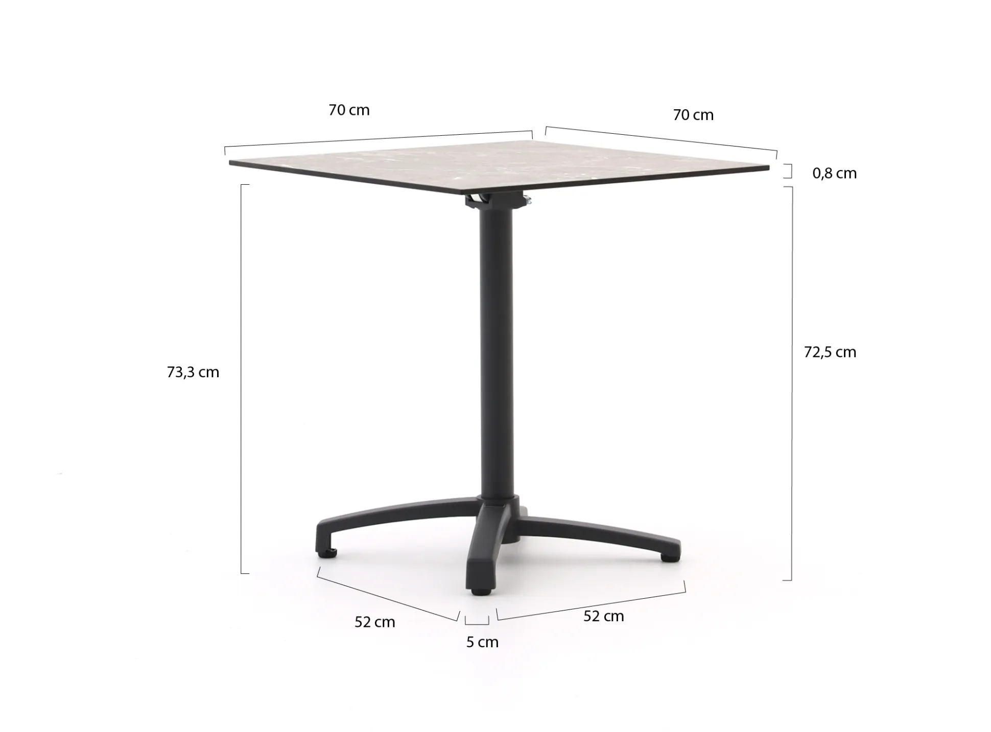 Bellagio Canzo klaptafel 70x70x73cm