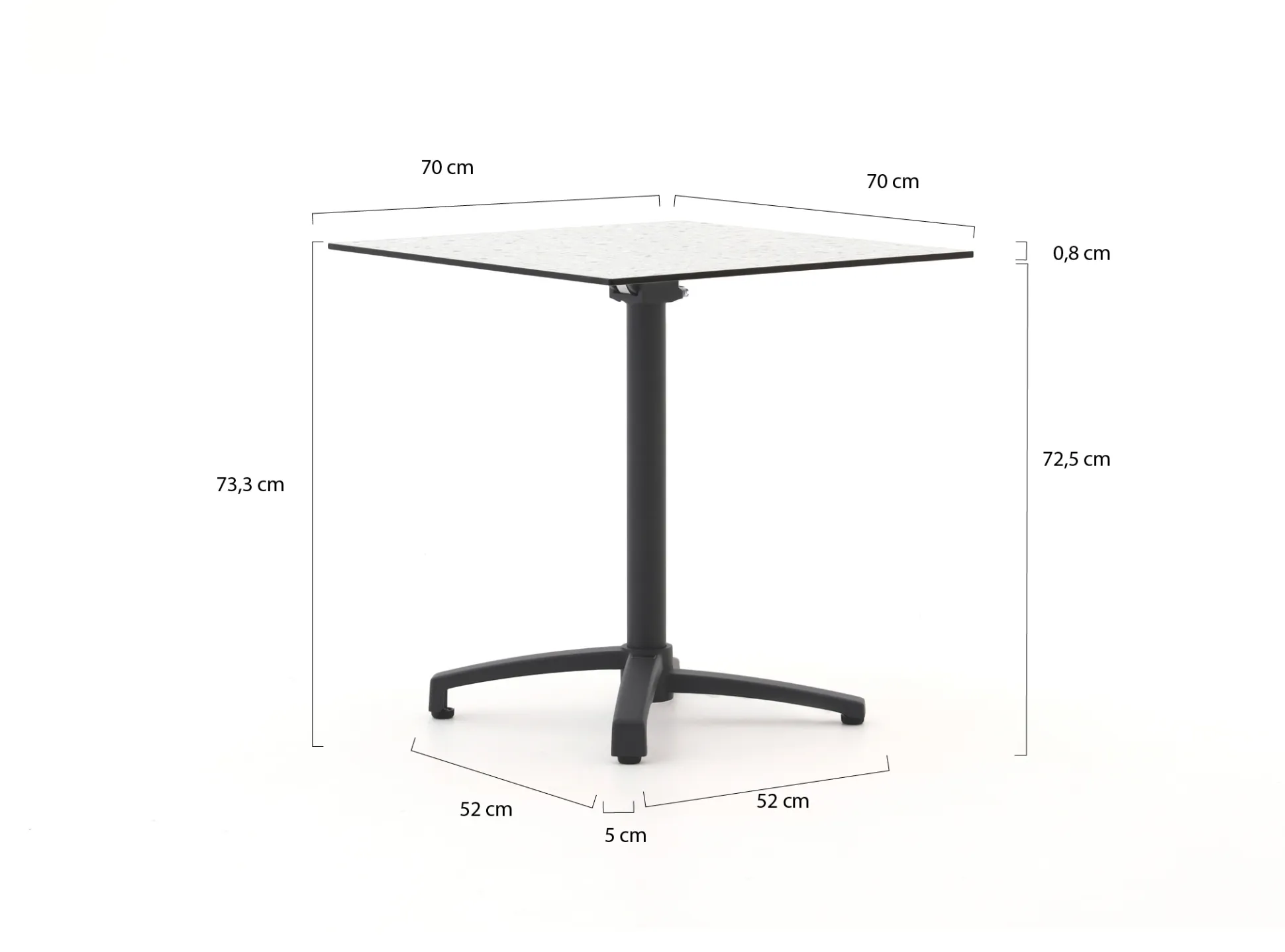Bellagio Canzo klaptafel 70x70x73cm