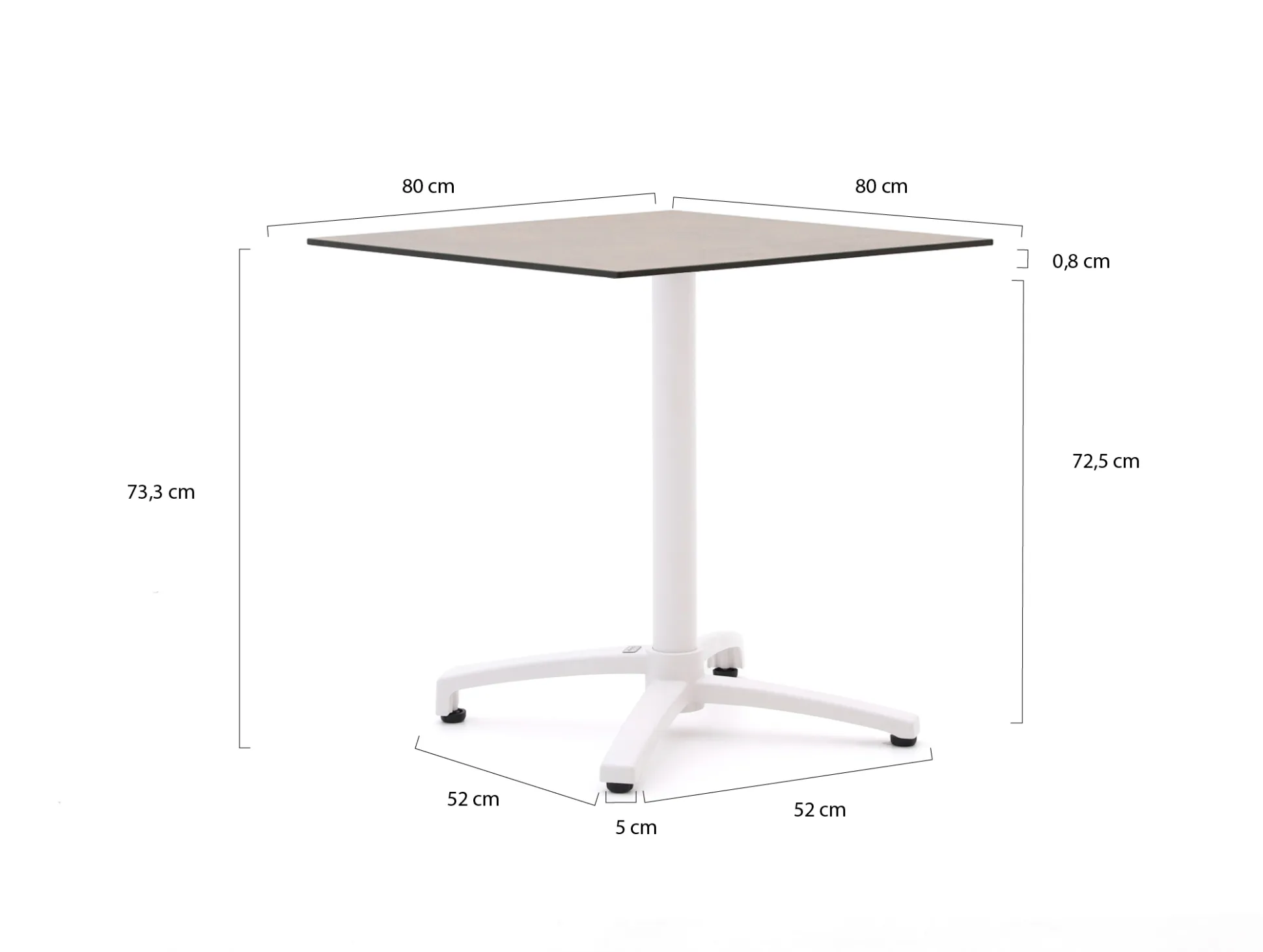 Bellagio Canzo klaptafel 80x80x73cm