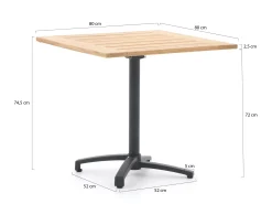 Bellagio Canzo klaptafel 80x80x75cm