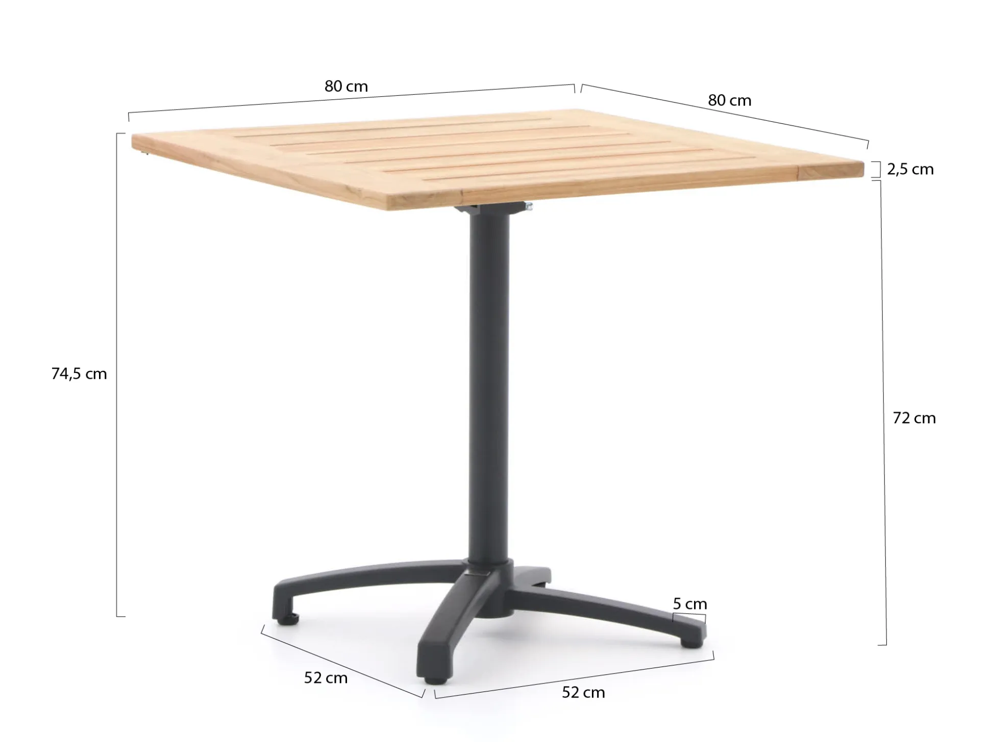 Bellagio Canzo klaptafel 80x80x75cm