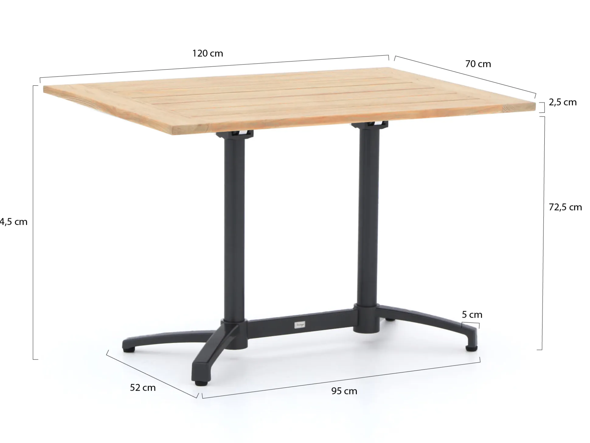 Bellagio Canzo klaptafel 140x80x75cm