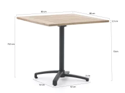 Bellagio Canzo klaptafel 80x80x75cm