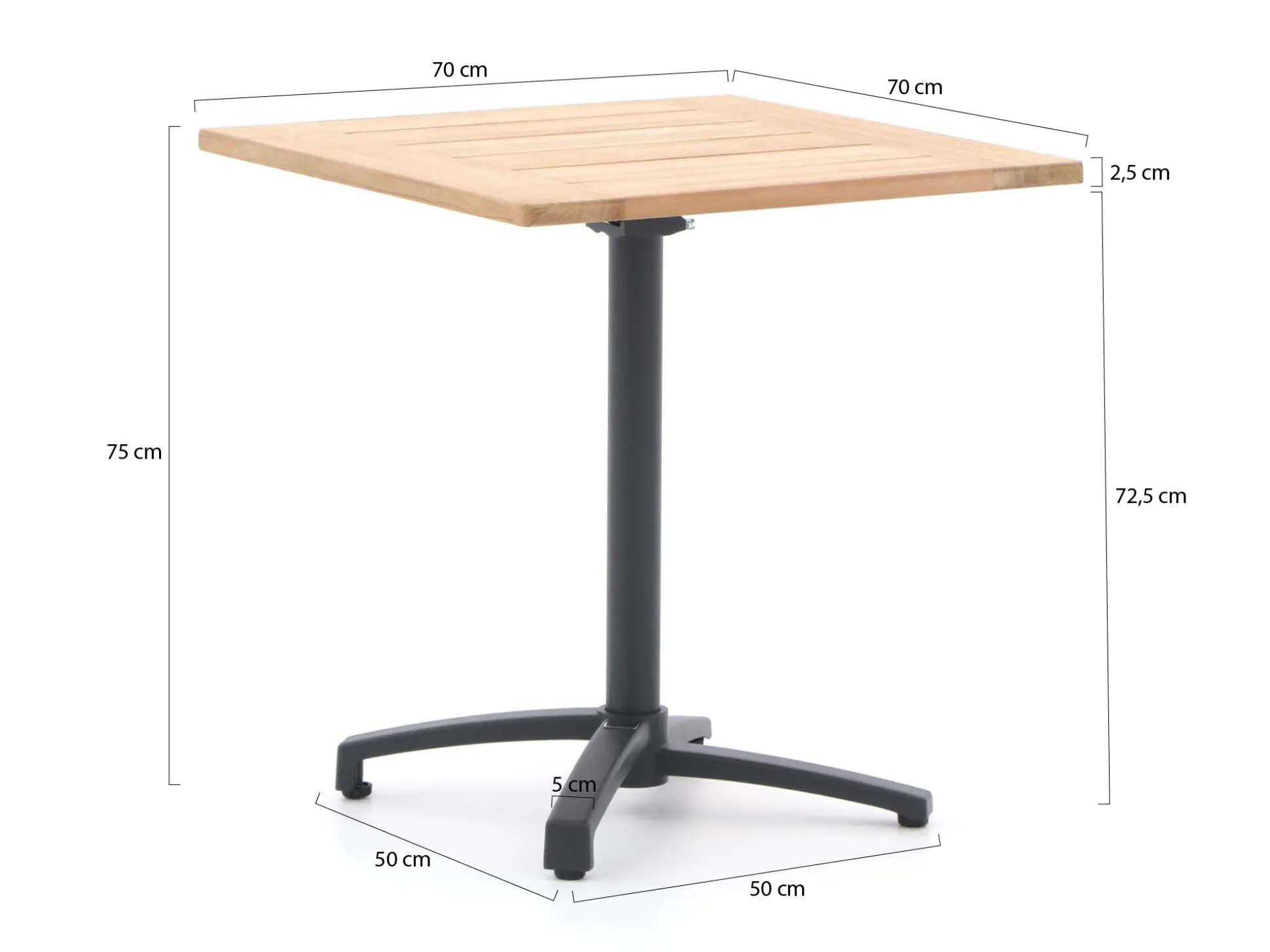 Bellagio Canzo klaptafel 70x70x75cm
