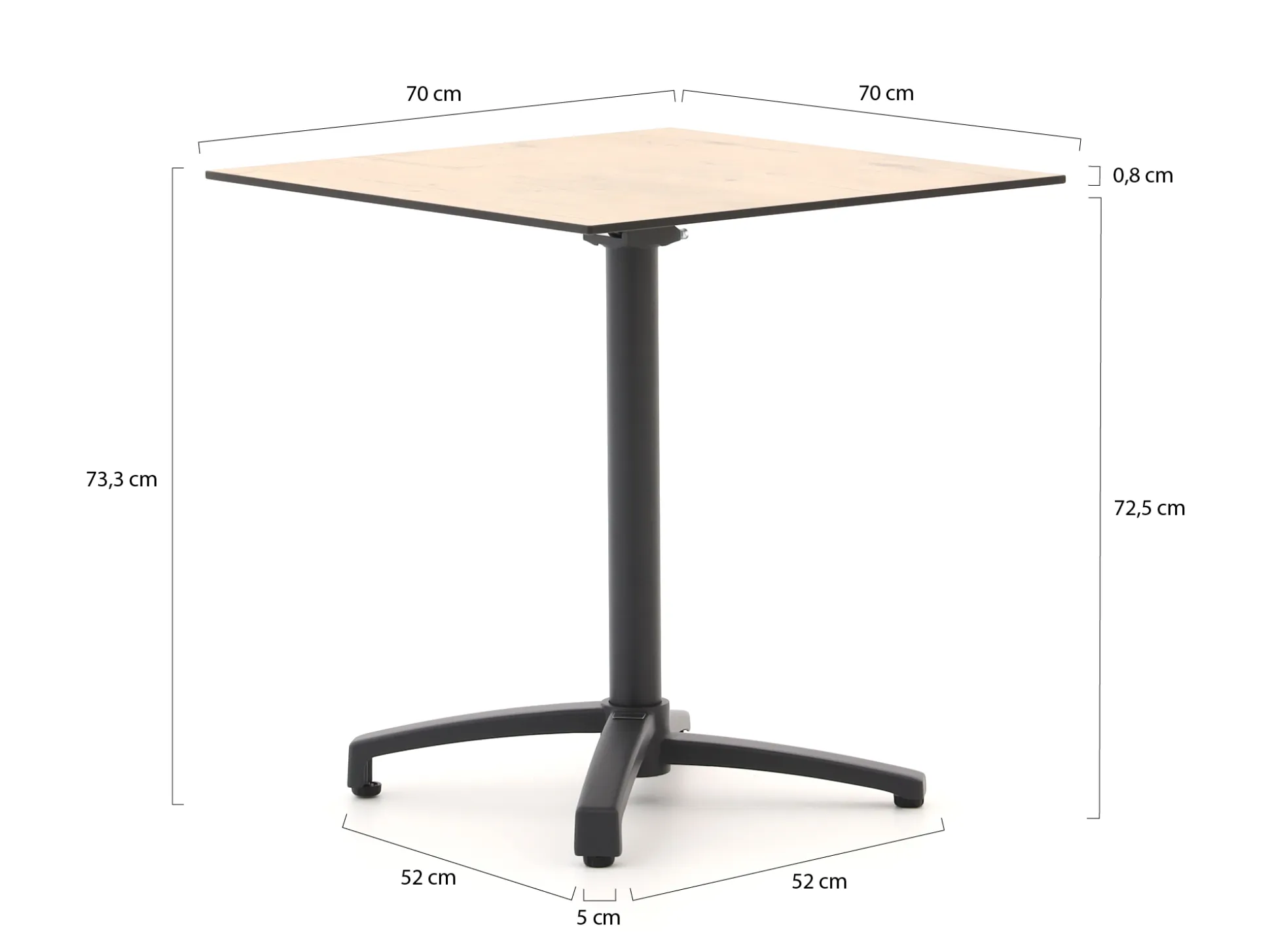 Bellagio Canzo klaptafel 70x70x73cm