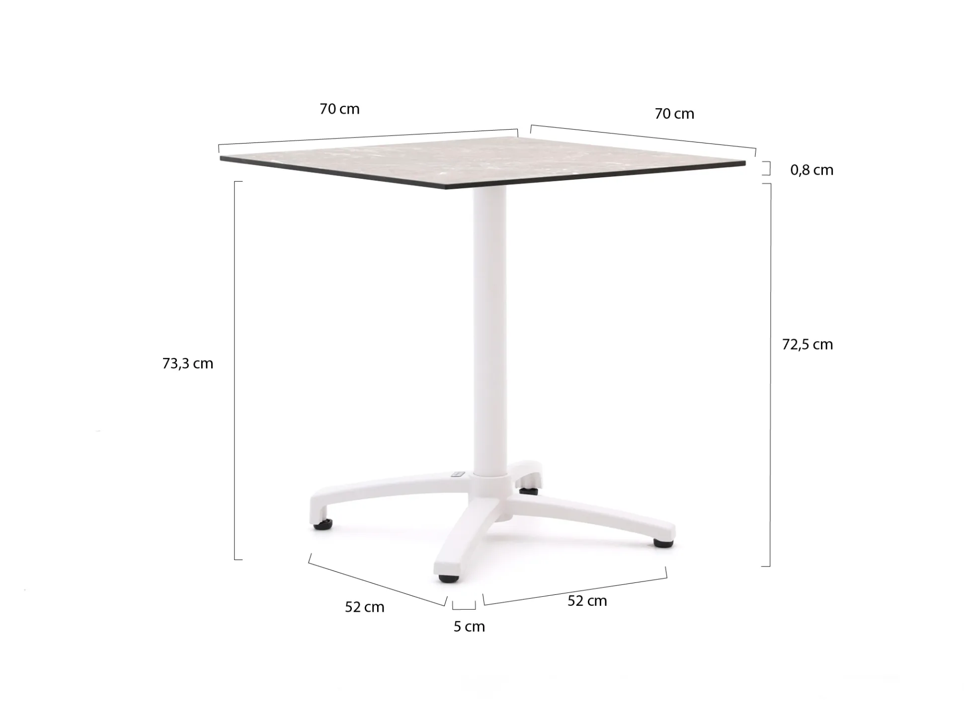 Bellagio Canzo klaptafel 70x70x73cm