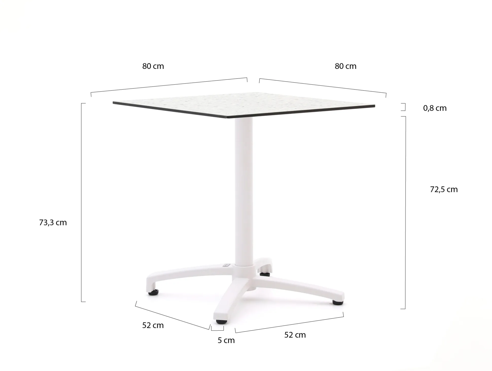 Bellagio Canzo klaptafel 80x80x73cm